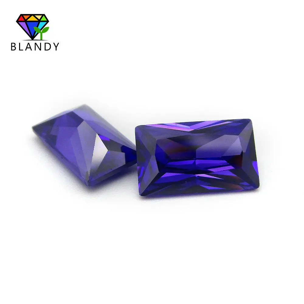 High Quality Violet CZ Stone 2x3mm~13x18mm Rectangle Shape Purple Cubic Zirconia Stone Synthetic Gems For Jewelry