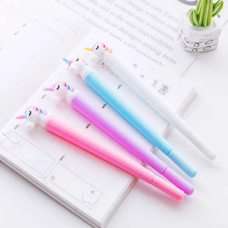 

4PCS Unicorn Gel Pen Kawaii Cute Stationery Cartoon Cute Unicorn Black Ink 0.5mm Pen for School Student Office School Supplies