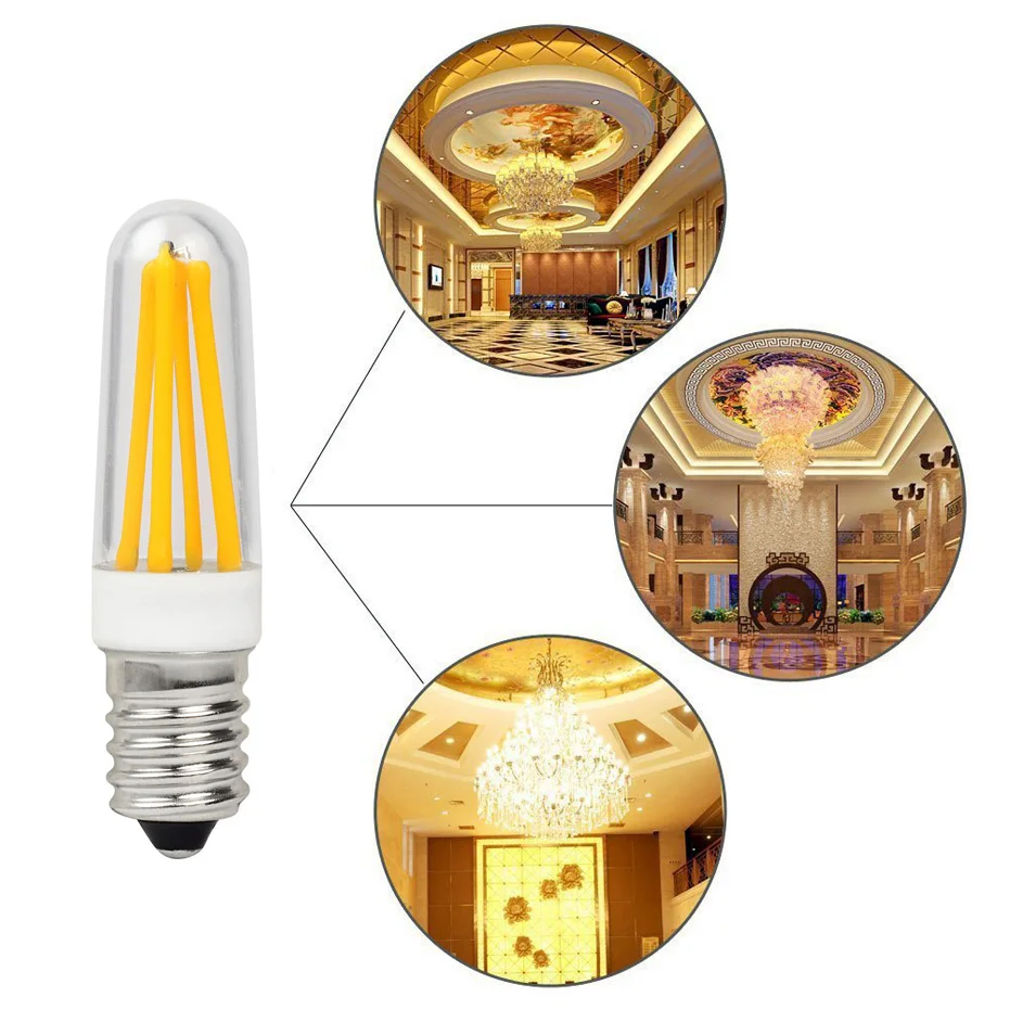 Ultra Bright E12 E14 Led Lamp AC220V 110V 2W 4W Filament Light 360 Degree LED Bulb Replace Halogen 40W Chandelier Lights