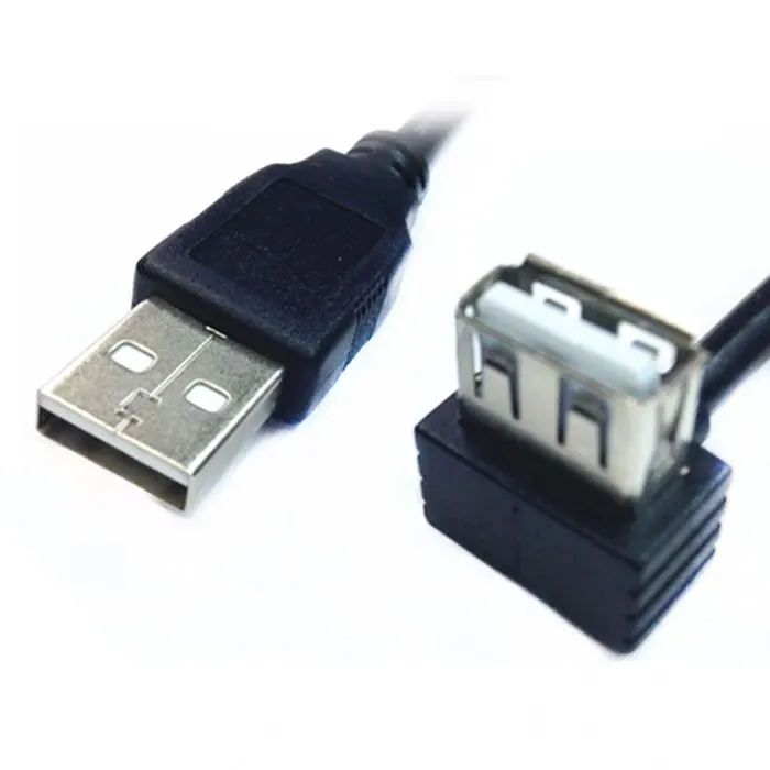 Cable de extensión USB 2,0 tipo A macho hasta ángulo recto, conector hembra de 90 grados, 20cm