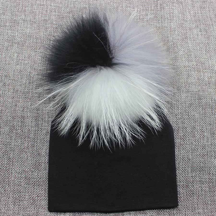 Baby Cotton Hat Girl Boy 0-2Years Newborn Hat Kids Pom Pom Hat Black White Grey Pink Beanie Knit Spring Autumn Winter Cap