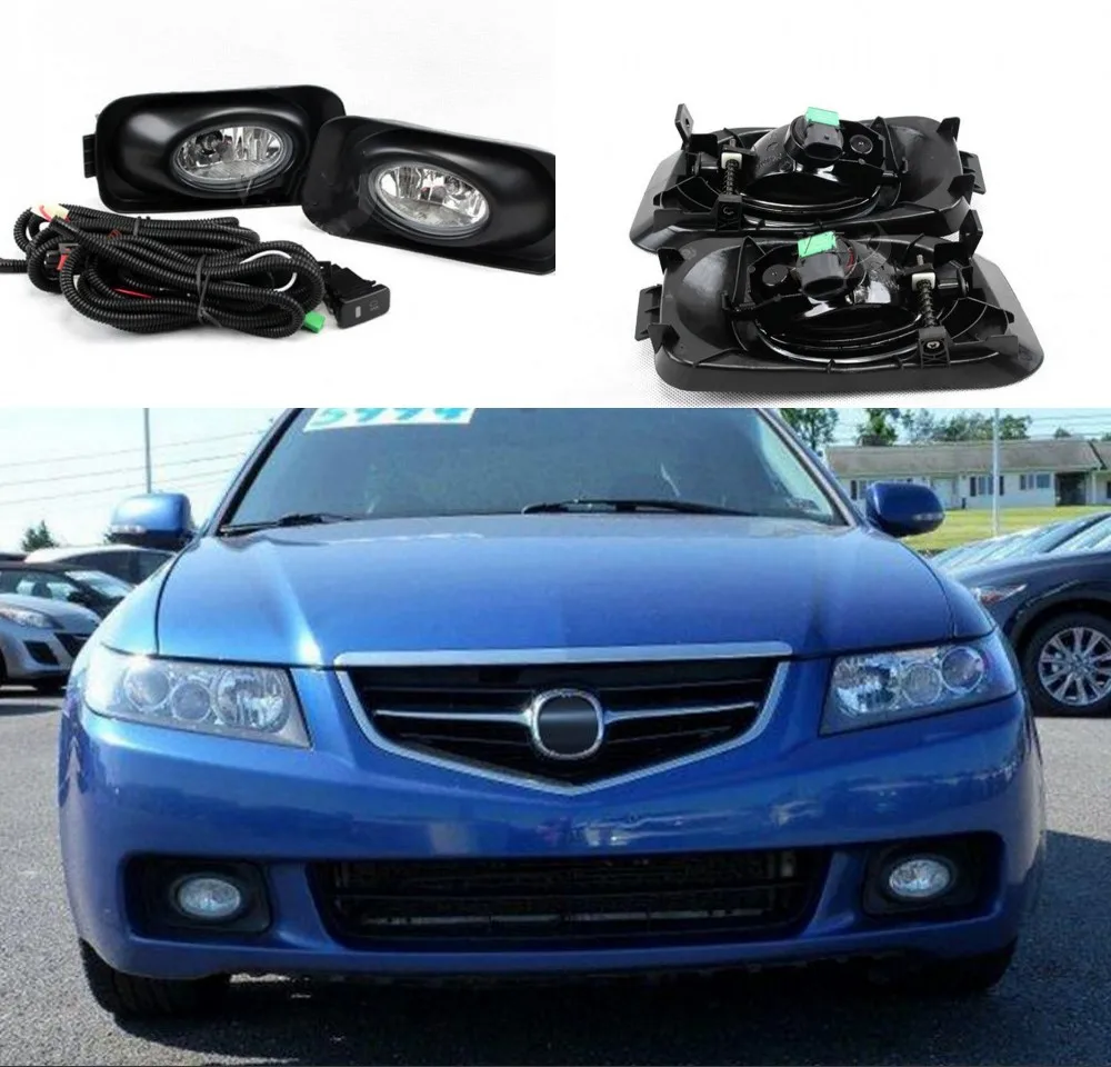 

JanDeNing Front Bumper fog Light Lamp Set with Wiring & Switch for Honda ACURA TSX 2003-2005