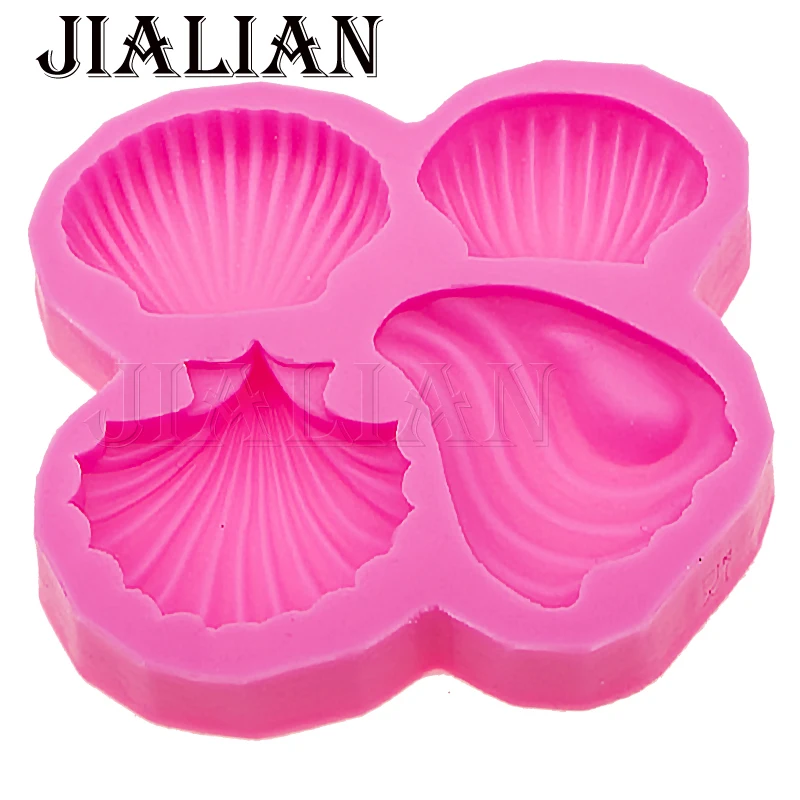 4 Hole Conch shell cooking tools fondant sugar mold silicone mold DIY cake decoration tools handmade soap mold T0547