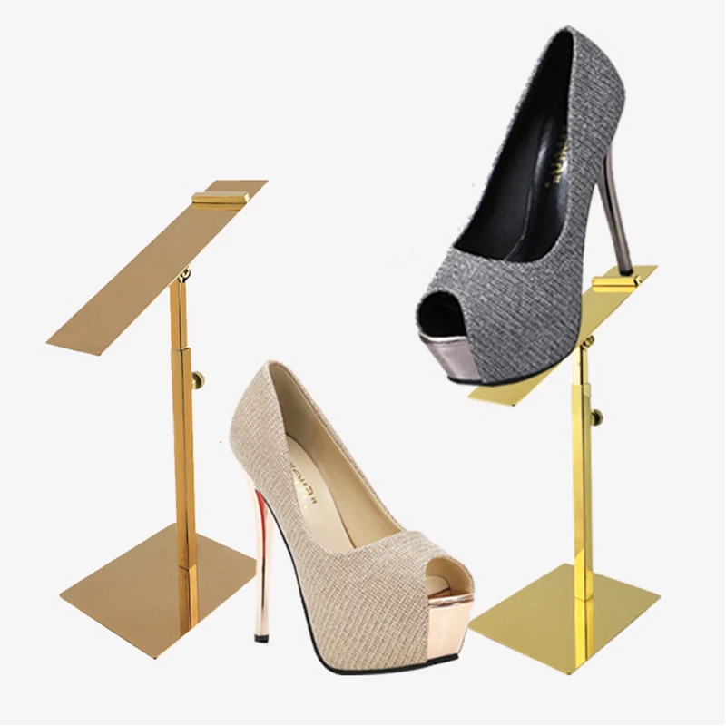 10Pcs/Lot Mirro Silver/gold/rose Gold Stainless Steel Shoe Tree Display Rack Holder Adjustable High Heel Shoe Display Stand