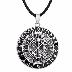 Nostalgia Viking Vegvisir Compass Odin's Symbol Of Norse Runic Runes Amulet Pendants Necklaces Vintage Jewelry