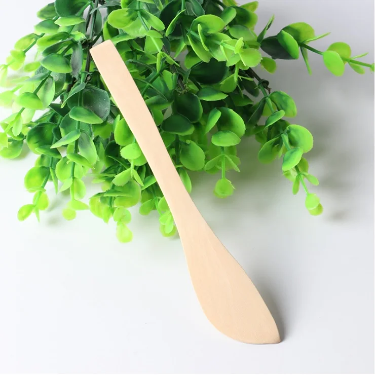 1000pcs Eco-friendly solid wood tableware wooden mask knife guacamole cheese butter cream dumpling knife wen6482