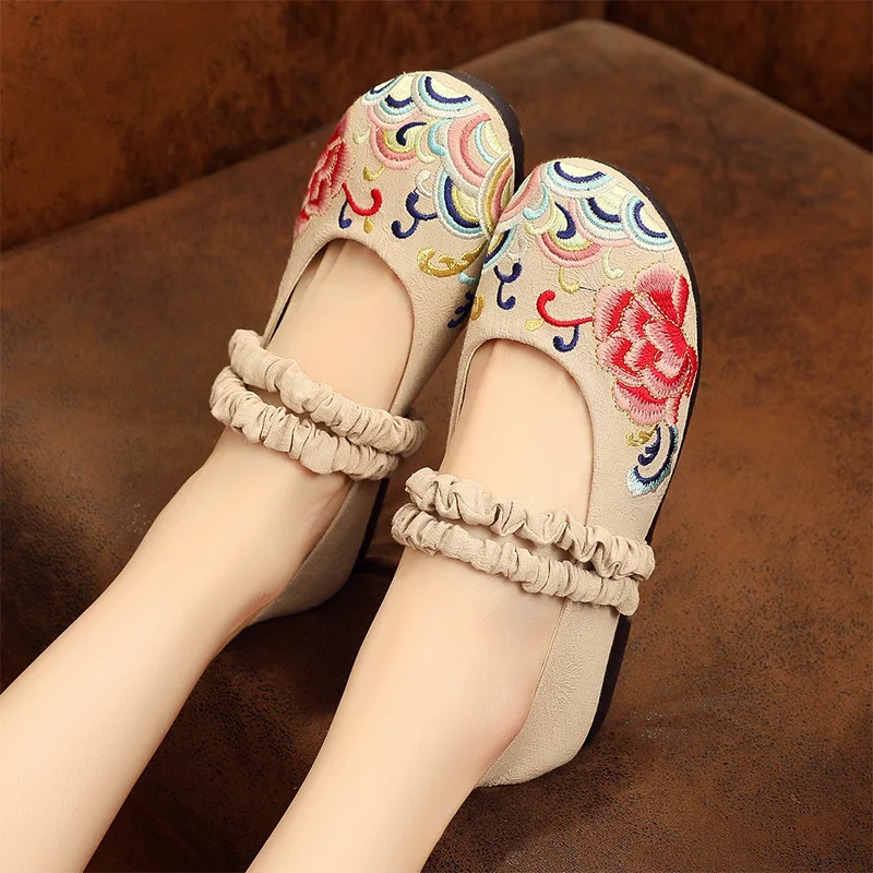 Cotton Hemp Dress Shoes Womens spring summer idyllic wind shallow fisherman shoes female autumn shredded flower craft shoes