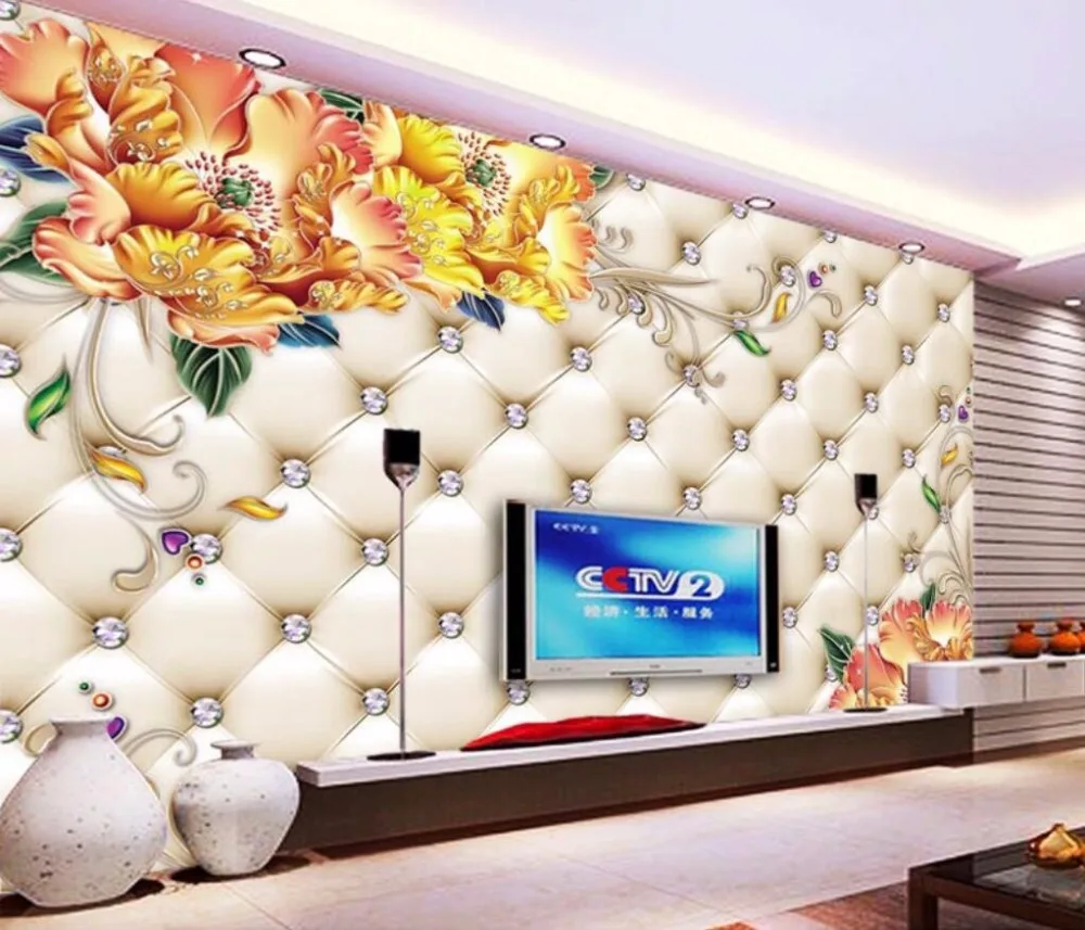 Beibehang Custom Wallpaper Home Furnishings Frescoes Fancy 3D Soft Pack Diamond TV Wall Background Wall mural photo 3d wallpaper