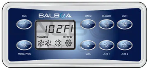 Balboa VL801D Overlay, 8 button display panel