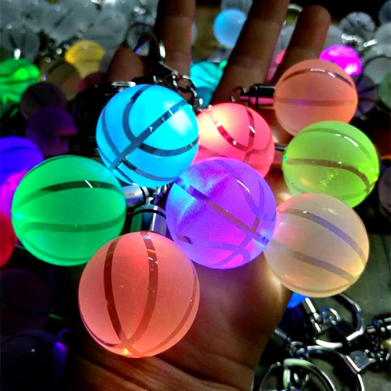 Key Ring Colorful Glow Crystal Football Soccer Basketball Earth Keychain Keyring Fan Birthday Gift Anniversary Fans Club Pattern