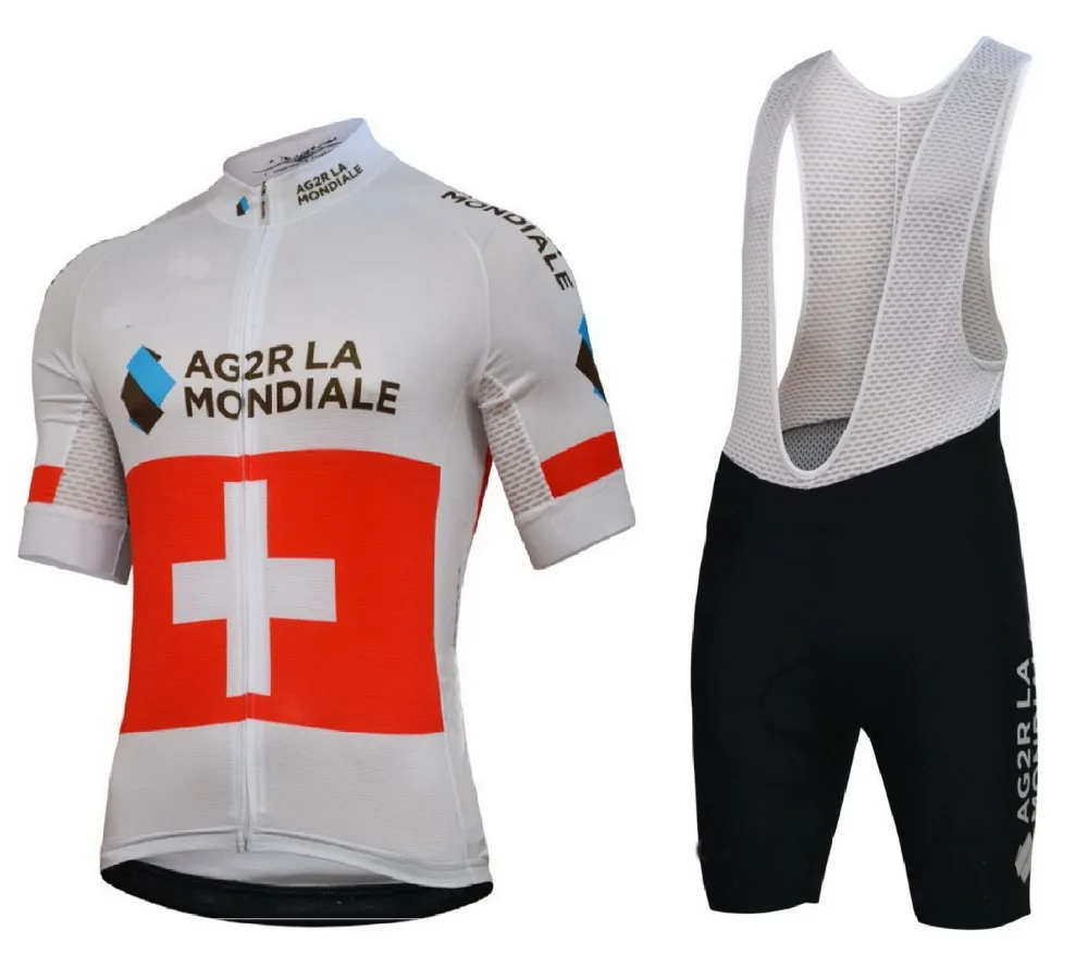 

2018 Ag2r Team SWISS CHAMPION Men Cycling Jersey Short Sleeve Bicycle Clothing With Bib Shorts Riding Bike Ropa Ciclismo