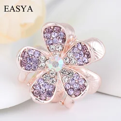 EASYA Women Girls Hair Ornaments Accessories Sparkling Rhinestone Crystal Flower Hair Claws Minimalist Hairwear Crab Claws