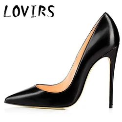 Lovirs Womens Sexy Black PU Pointed Toe Super High Heel Slip On Stiletto Pumps Wedding Party Basic Dress Shoes