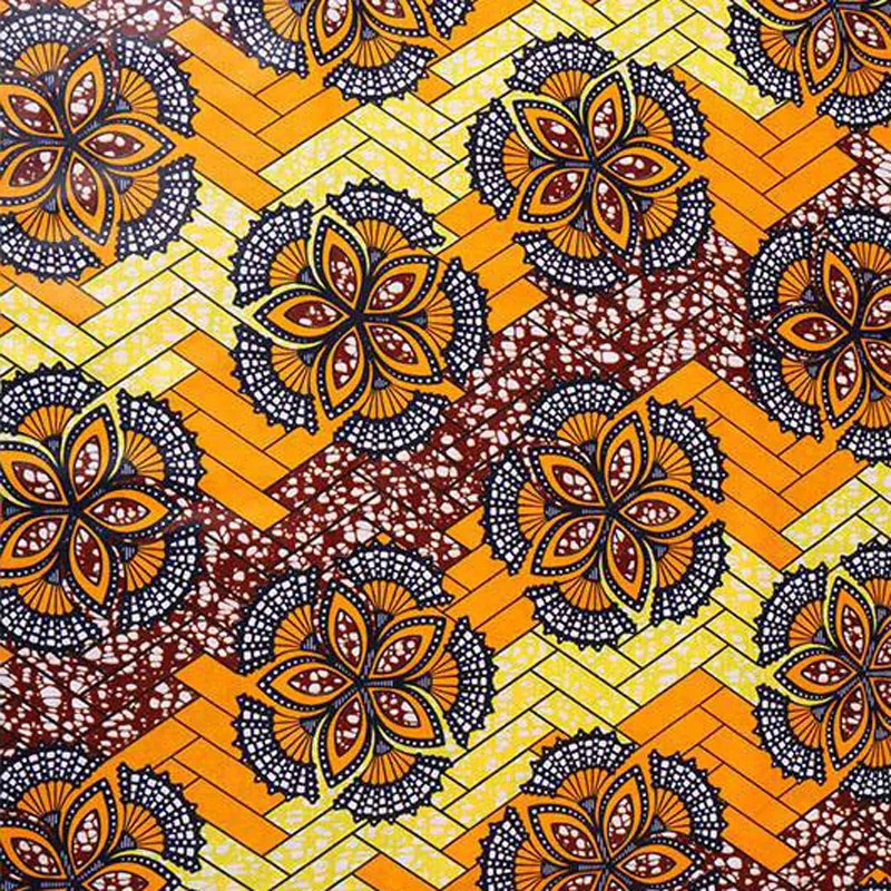 Gold Orange beautiful splendid real wax ,african clothing 100% cotton wax fabric for party african design african print bride