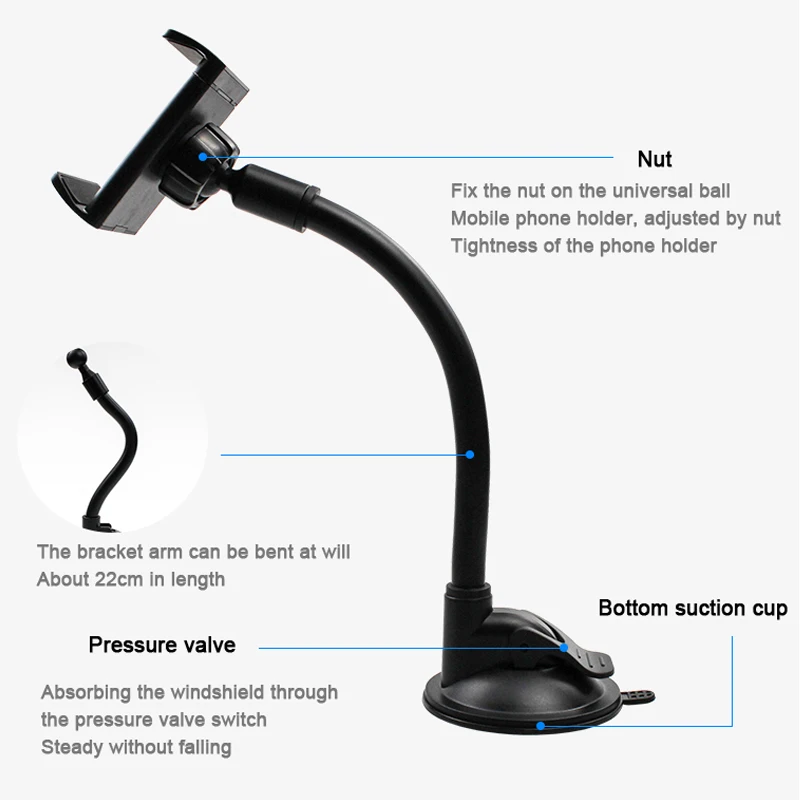Car Phone Holder For iPhone Hua Wei Car Windshield Dashboard Mount Cell Mobile Phone Holder Stand