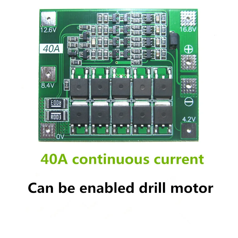 4S 40A 18650 Lithium Li-ion Battery Charger Protection Board PCB BMS w/Balancer For Drill Motor 14.8V 16.8V Lipo Cell Module