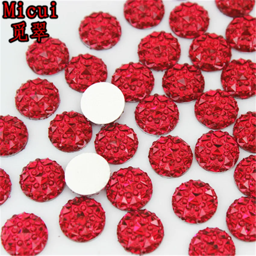 Micui 100pcs 10mm Round Resin Rhinestone Crystal Stone Rhinestone Applique Flatback For DIY Wedding Crafts Decoration MC695