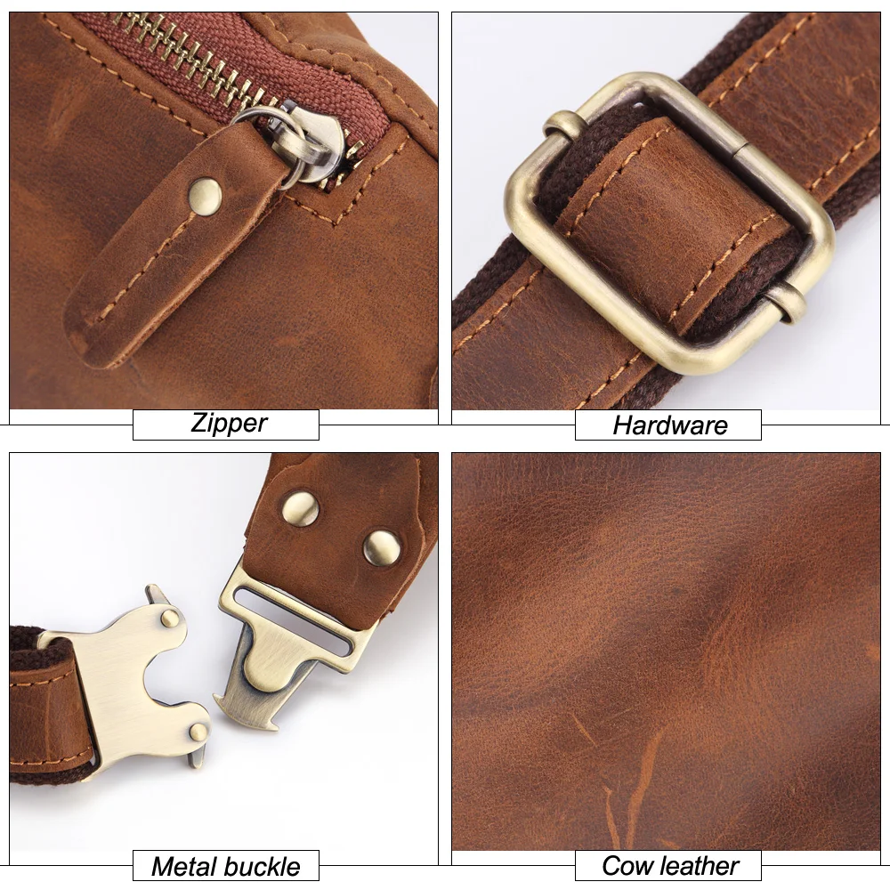NEWEEKEND Genuine Crazy Horse Leather Waist Packs For Men Travel Fanny Pack Belt Length Male Small Waist Bag For Phone Pouc