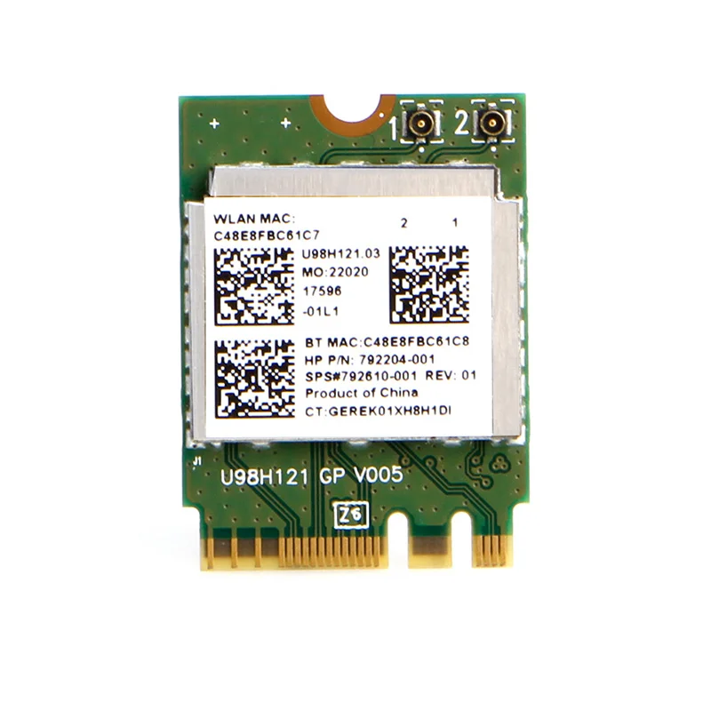 Mini carte WIFI sans fil RTL8723BE 792204 – 001, une seule bande, compatible avec Bluetooth 4.0 NGFF M.2, Interface pour HP DELL Asus