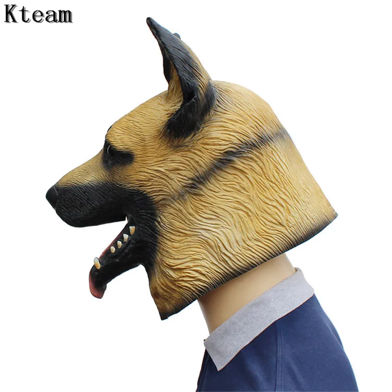 New Halloween German Shepherd Latex Dog Head Animal Mask Full Face Adult Pug Mask Masquerade Fancy Dress Cosplay Costume Props