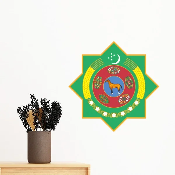 Turkmenistan Asia National Emblem Removable Wall Sticker Art Decals Mural DIY Wallpaper for Room Decal