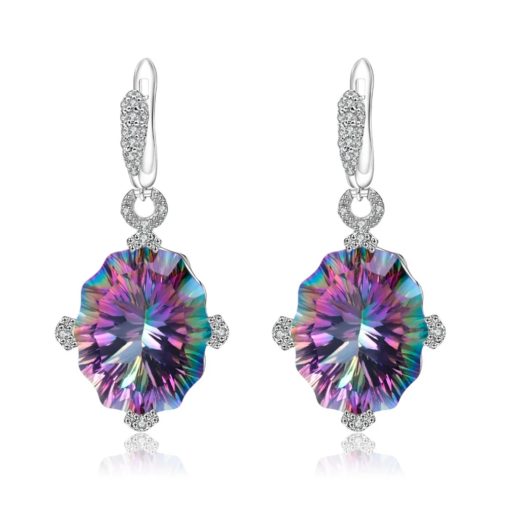 GEM\'S BALLET 48.42Ct Natural Rainbow Mystic Quartz Earrings 925 Sterling Silver Vintage Drop Earrings For Women Fine Jewelry