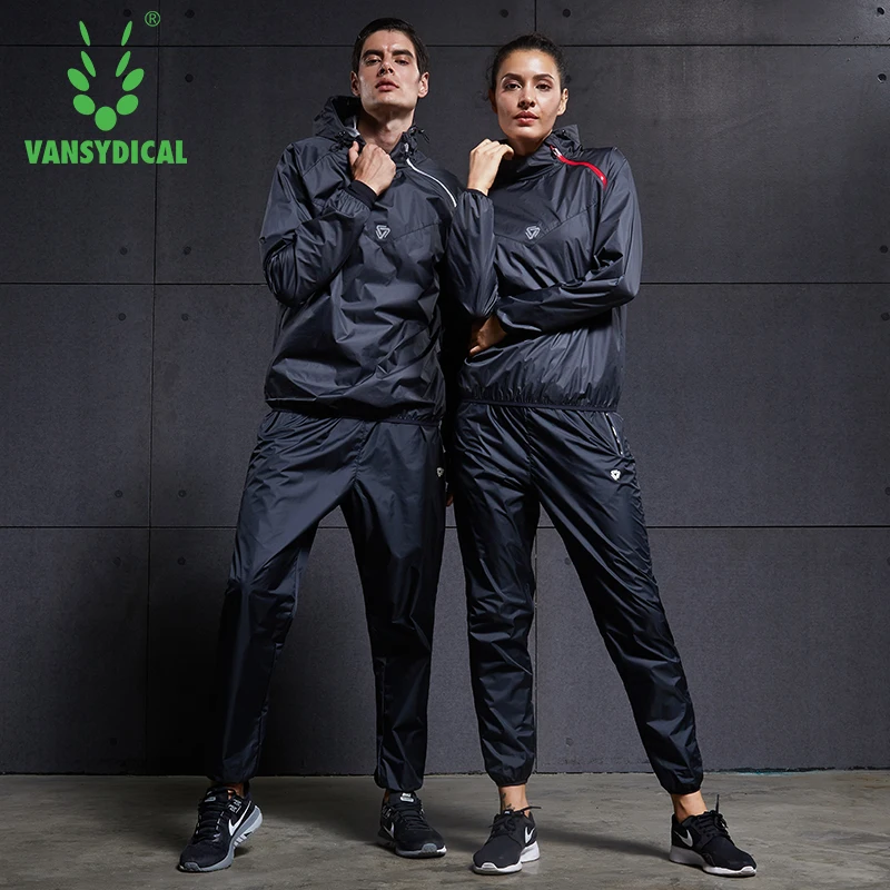 Vansydical 2020 Weight Losing Running Set Sports Suit Running Sweat Pants  Fitness Gym Running Jackets Sportswear Sauna Suits