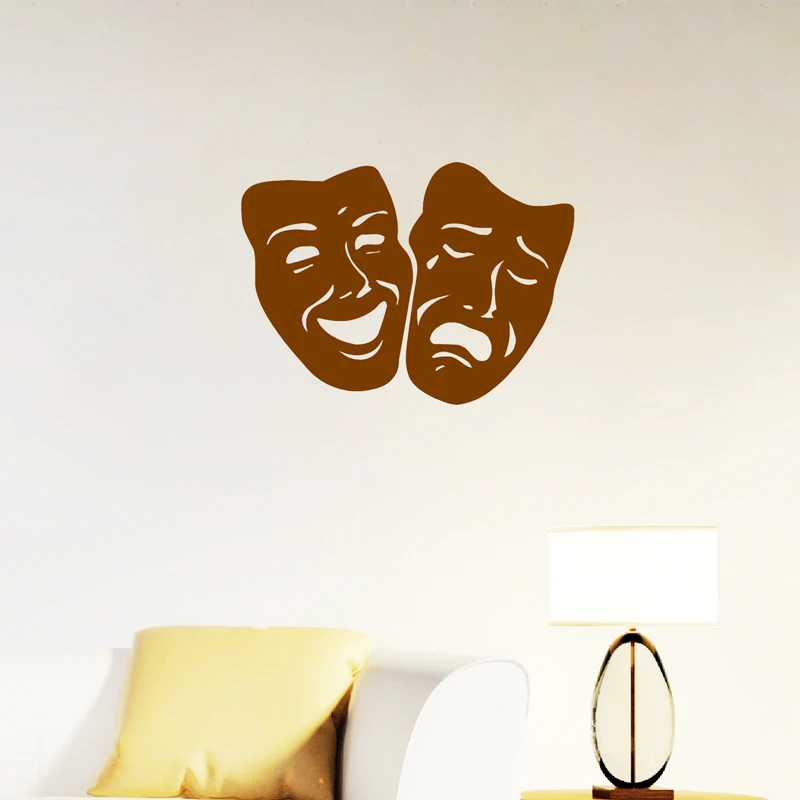 Wall Decal Mask Tragedy And Comedy Theater Vinyl Sticker Decals for Living Room Home Theater Wall Decoration view 3