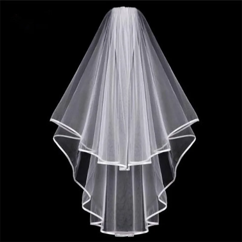 New Lace Bridal Veil 60*80cm Short Wedding veil Long section of soft Double layer wedding veil