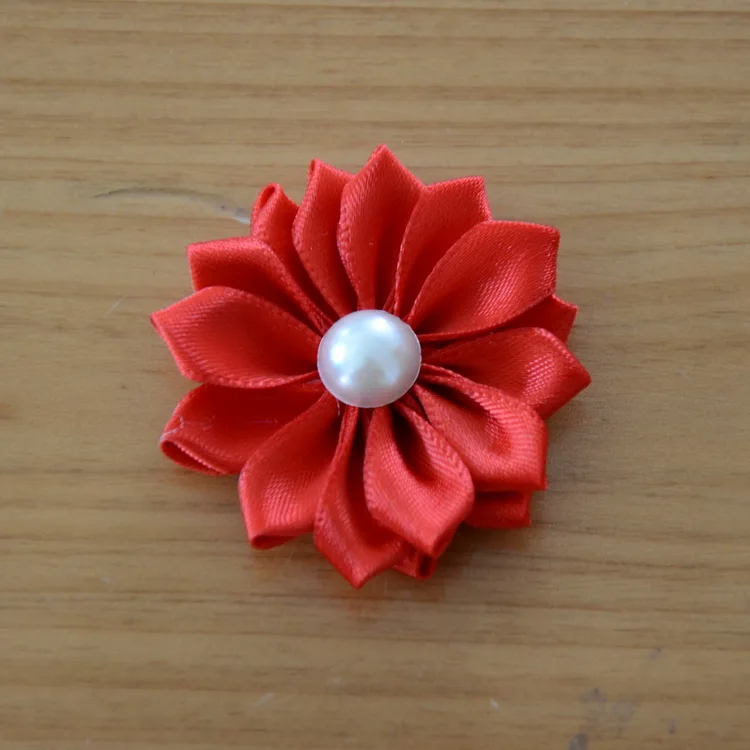 200 cái/lốc, Mini satin vải hoa với trung tâm ngọc-Petite satin flowers