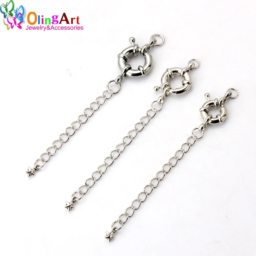 OlingArt 75MM 6pcs/lot Sailor steering wheel Rhodium plating DIY necklace bracelet crimp ends extended chains tails clasp making