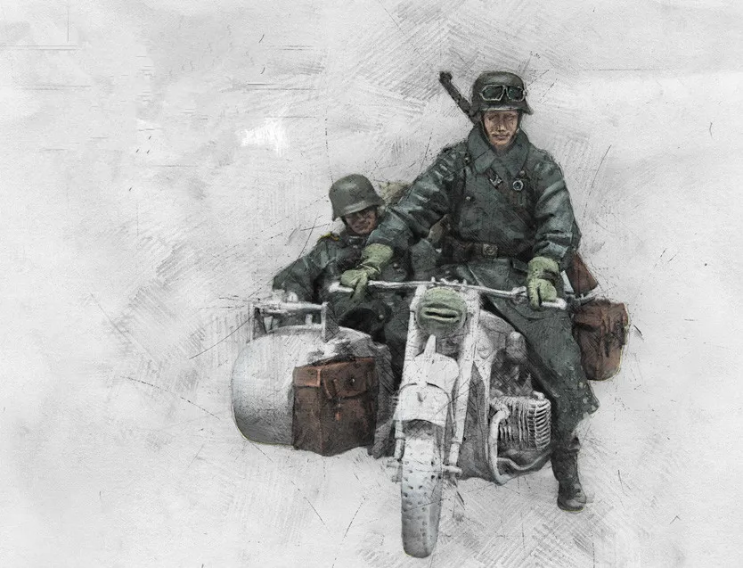 1/35 Resin Figure Model Kits Military Motorcycle soldier  (2 figures Excluding motorcycle) Unassambled Unpainted 558