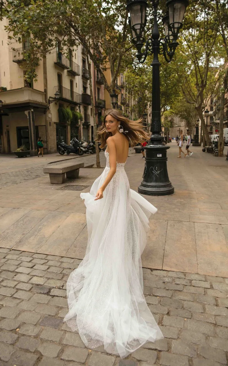 Robe De mariée sirène en dentelle, Sexy, col en V, dos nu, plage, traîne détachable, 2019