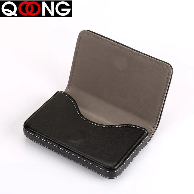 

QOONG 2023 Fashion Men Women Leather Hasp Business Name ID Credit Card Holder Strong Magnetic Card Case Large Capacity KH1-024