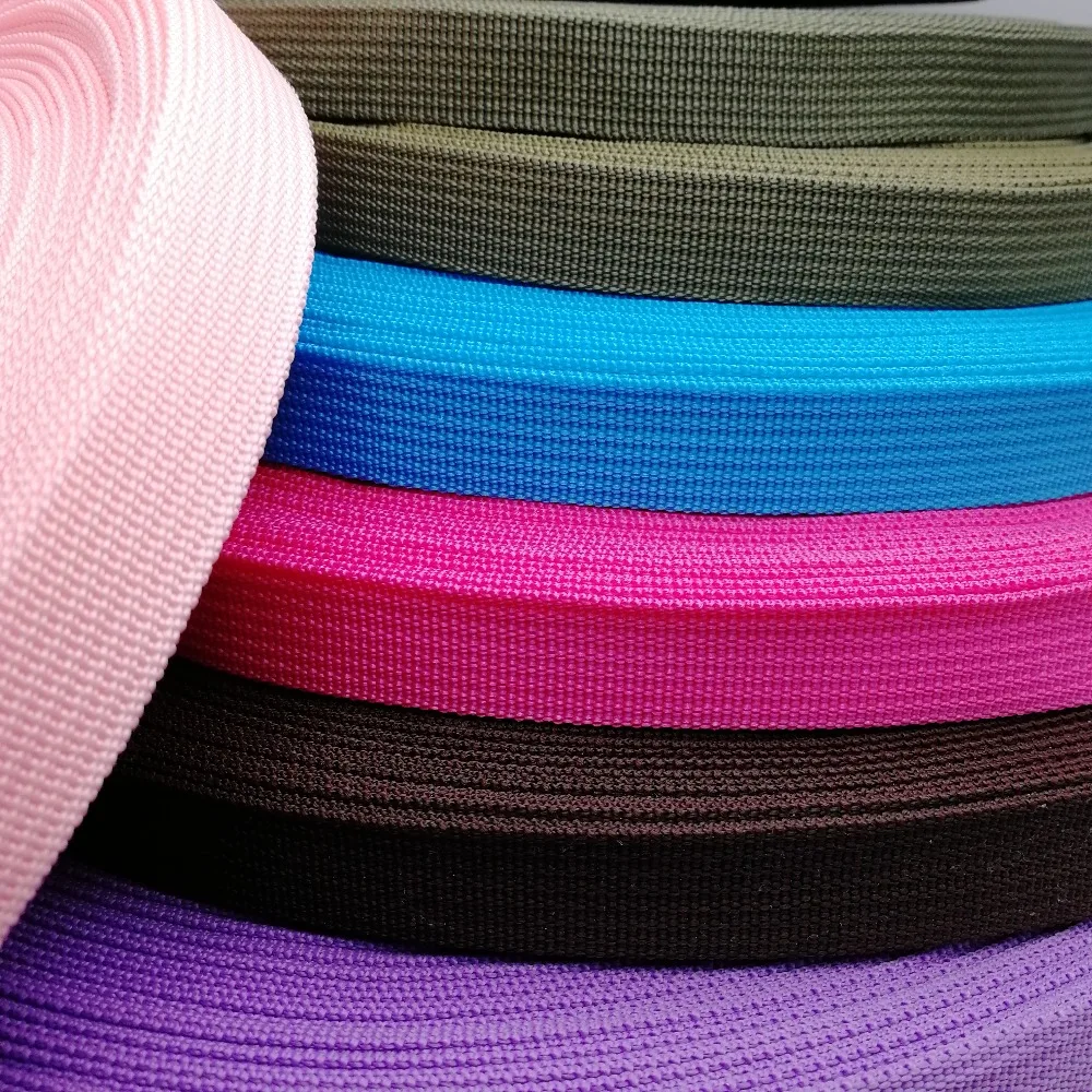 20mm wide 5 yards polypropylene webbing Black Rose Pink for Bags Sewing Belt Webbing Strapping braided strap Garment Shoes