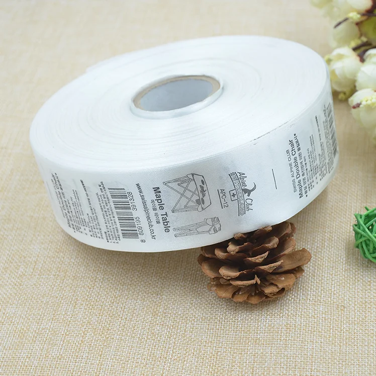 Roll labels for clothes, Custom, White or Black, for washing care, Satin clothing size, 1000Pcs of Roll, LB-026