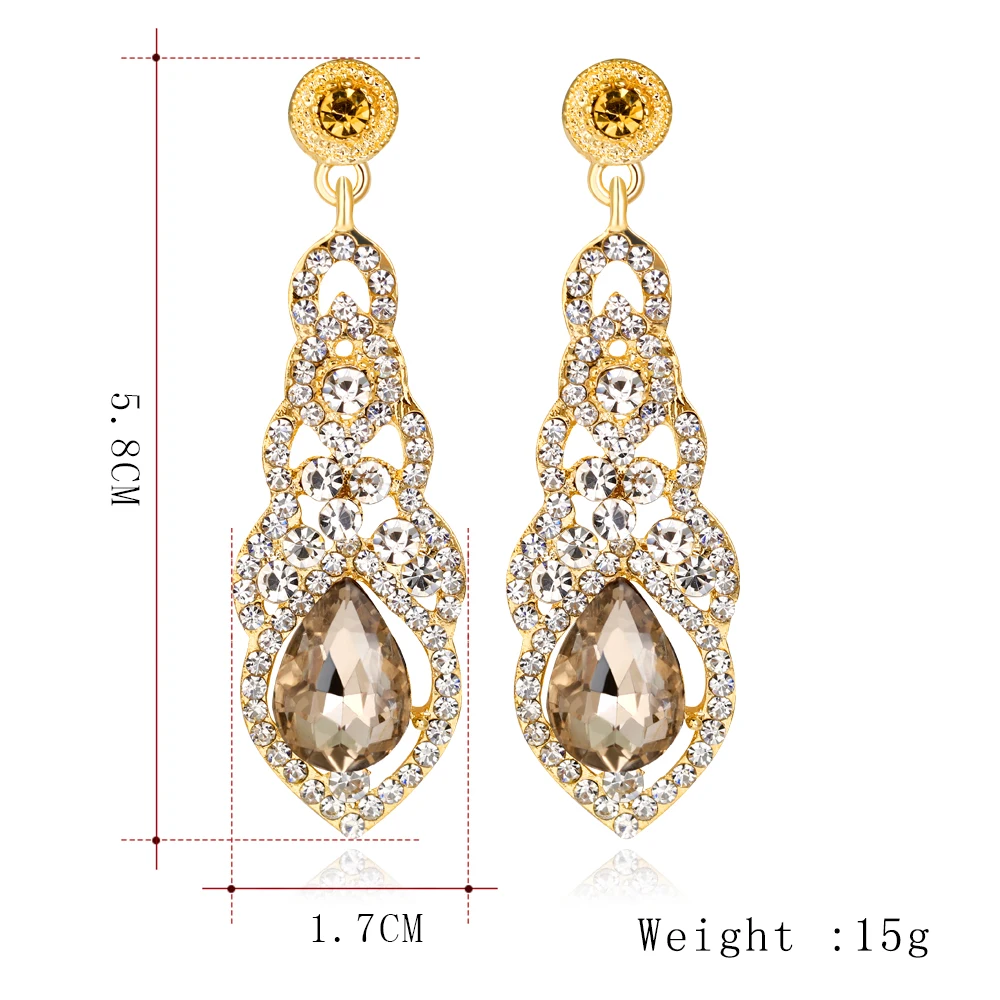 TREAZY Fashion Crystal Wedding Long Earrings for Women Champagne Red Blue Silver Color Bridal Drop Earrings Wedding Jewelry