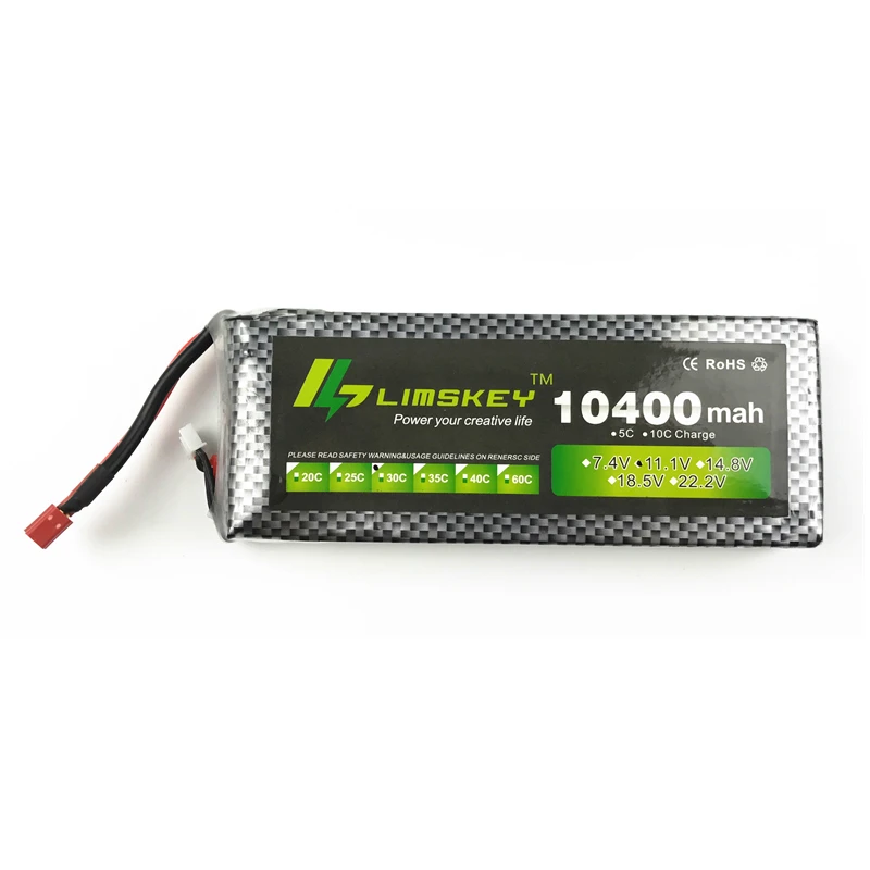 Limskey Lithium Polymer Power Lipo Battery 11.1v 10400mAh 30C 3S T/XT60 Plug For RC Helicopter Car Boat Quadcopter Parts Bateria