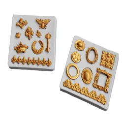 Frame Cake Border Silicone Molds Gem Jewelry Relief Fondant Cake Decorating Tools Gumpaste Chocolate Candy Moulds