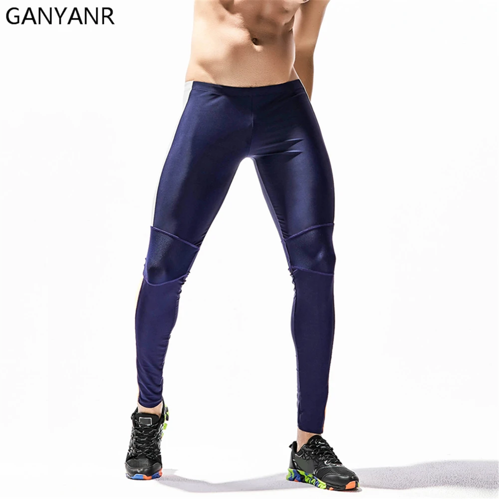 GANYANR Brand Running Tights Men Compression Pants Gym Leggings Slim Trousers Athletic quick Dry Bodybuilding Basketball Yoga