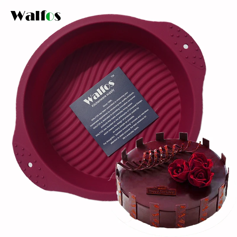 

WALFOS Big Round Food Grade Non Stick Silicone Cake Pan 3D Mold Baking Tools Bakeware Maker Tray Birthday Dessert