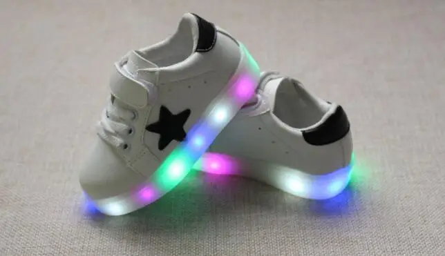 New Boys Girls Children Led Kids Light Up Sports Shoes Luminous Glowing PU Breathable Sneakers Flats  Shoes Size 21-30