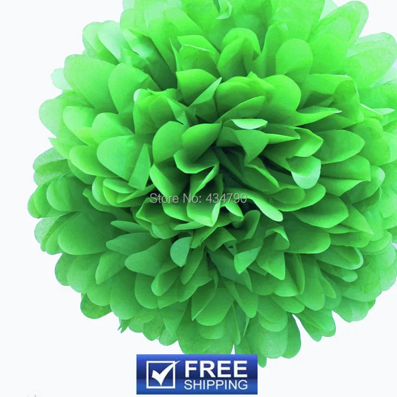 

20pcs 14"(35cm) Lime Green Tissue Paper Flower Balls-Custom Outdoor Nursery Party Decor Hanging Pom Poms Bulk-Choose Your Colors