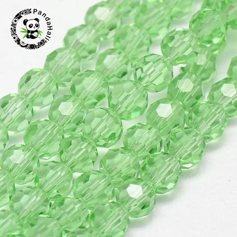 Pandahall 4/6/8mm Faceted Glass Beads Round Loose Spacer Beads for Jewelry Findings DIY Necklace Bracelet Making 10 Strands