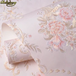 Beibehang-papel tapiz autoadhesivo de flores en relieve, no tejido, decoración de sala de estar, papeles de pared 3D rosas, decoración del hogar, 53x300cm