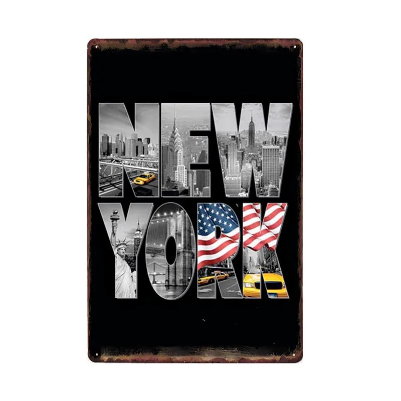 New York Metal poster Vintage Tin Sign USA Flag Bar Pub Club Toilet Wall Decor Home Plate placche retrò 20x30 cm