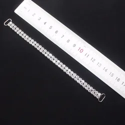 Glamour 2 Row 10pcs 160mm Full Clear Crystal Rhinestone Bikini Connectors Buckle Metal Chain For Swimming Wear Bikini Decoration