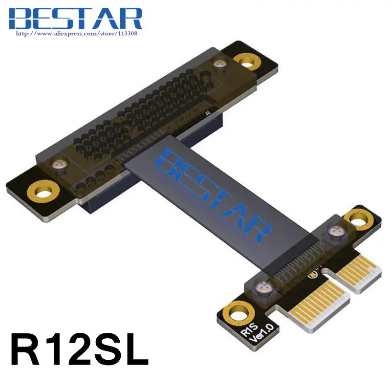 Riser PCI-Express version 3.0 1x to 4x Extender Extension Ribbon Cable 10cm 20cm 30cm 60cm 1ft 2ft 3ft 1X 4X pci-e riser Angled