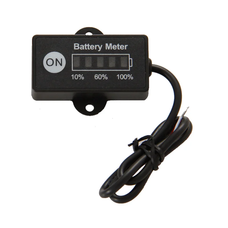 Mini Battery Meter Display LED 5 BAR Fuel Gauge Lead-Acid Battery Indicator 12/24V for Motorcycle Golf Carts Test Voltage of Bat