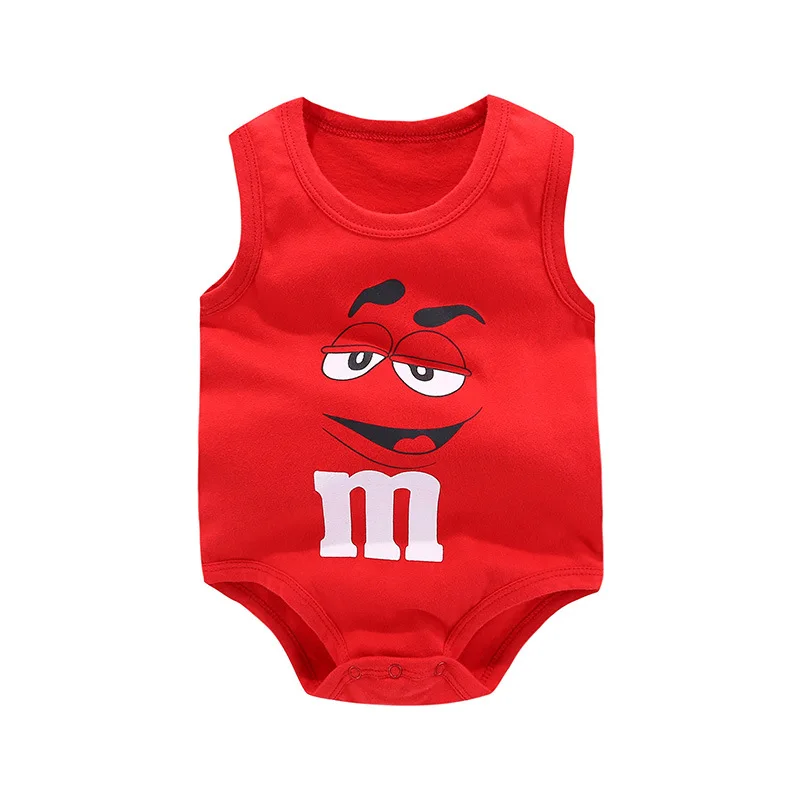 2023 Fahion New Style Baby Sleeveless Summer Bodysuit Cotton Boys Vest Cute Cartoon Girl Jumpsuit Red Baby Body Roupas Bodysuits